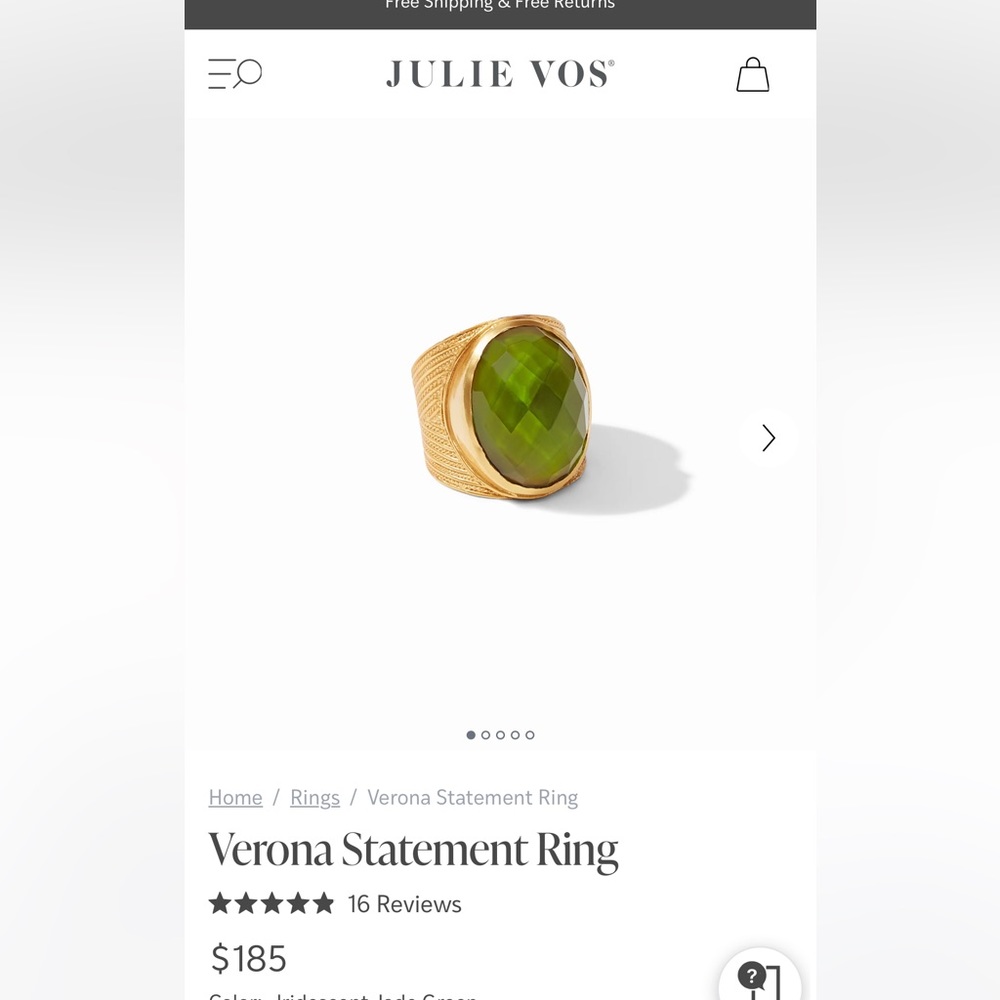 Julie Vos Gold Ring with Green Gemstone